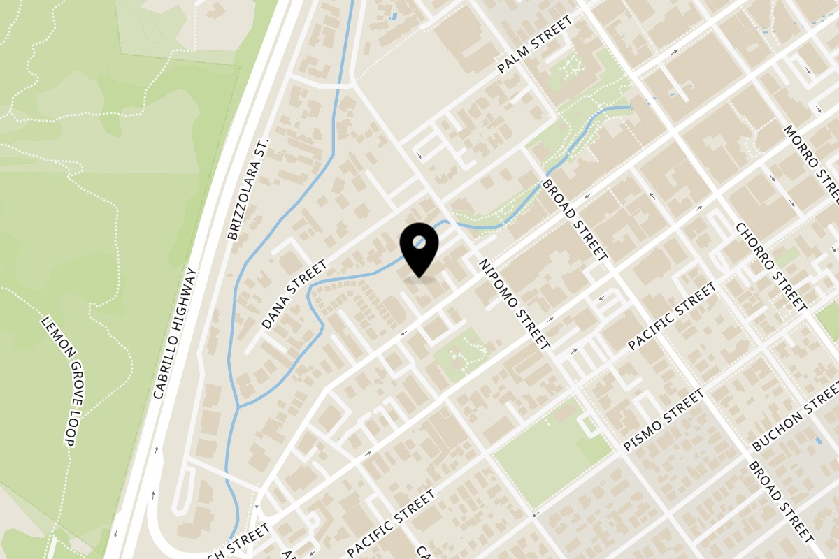 Map showing the location of Mama's Meatball on 570 Higuera in San Luis Obispo